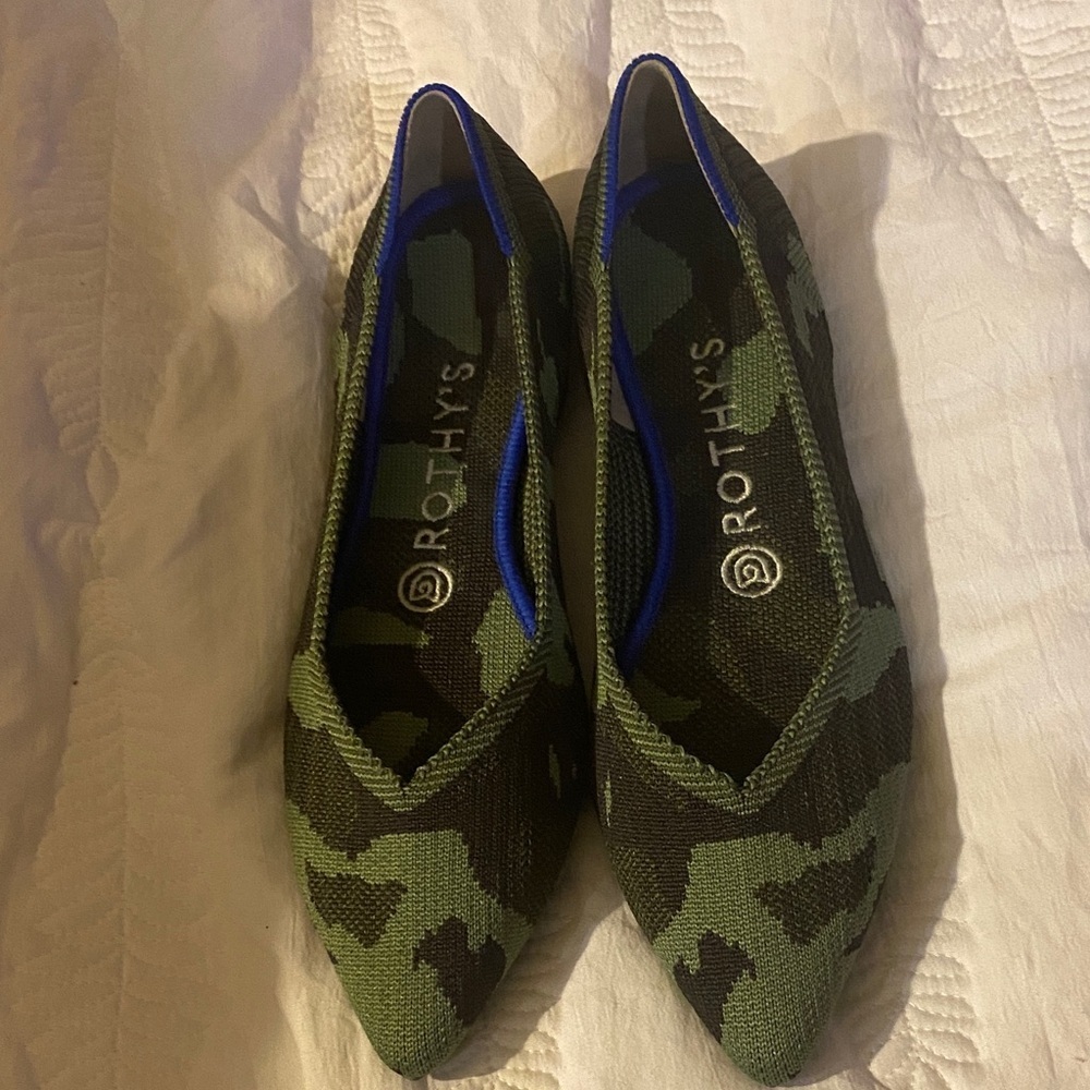 Rothy's The Point Green Camo Pointed Knit Flats